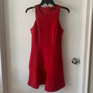 Red Scuba Flounce Racerback Mini Dress